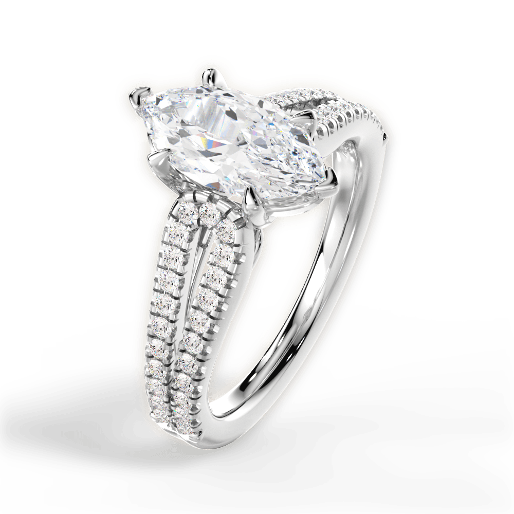 Jessica Marquise Cut Lab Grown Diamond 18Kt White Gold Engagement Ring - View 3