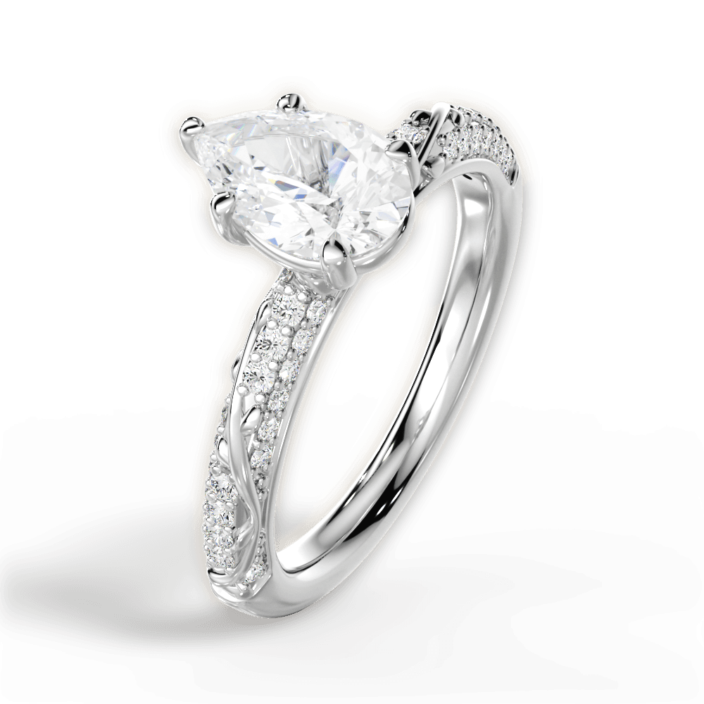 Gloria Pear Cut Lab Grown Diamond Platinum Engagement Ring - View 4