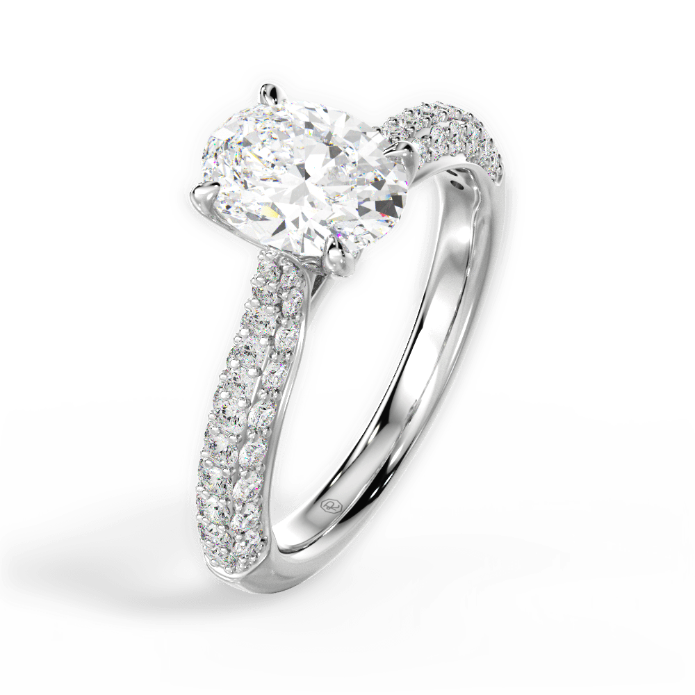Kira Oval Cut Lab Grown Diamond 14Kt White Gold Engagement Ring - View 4