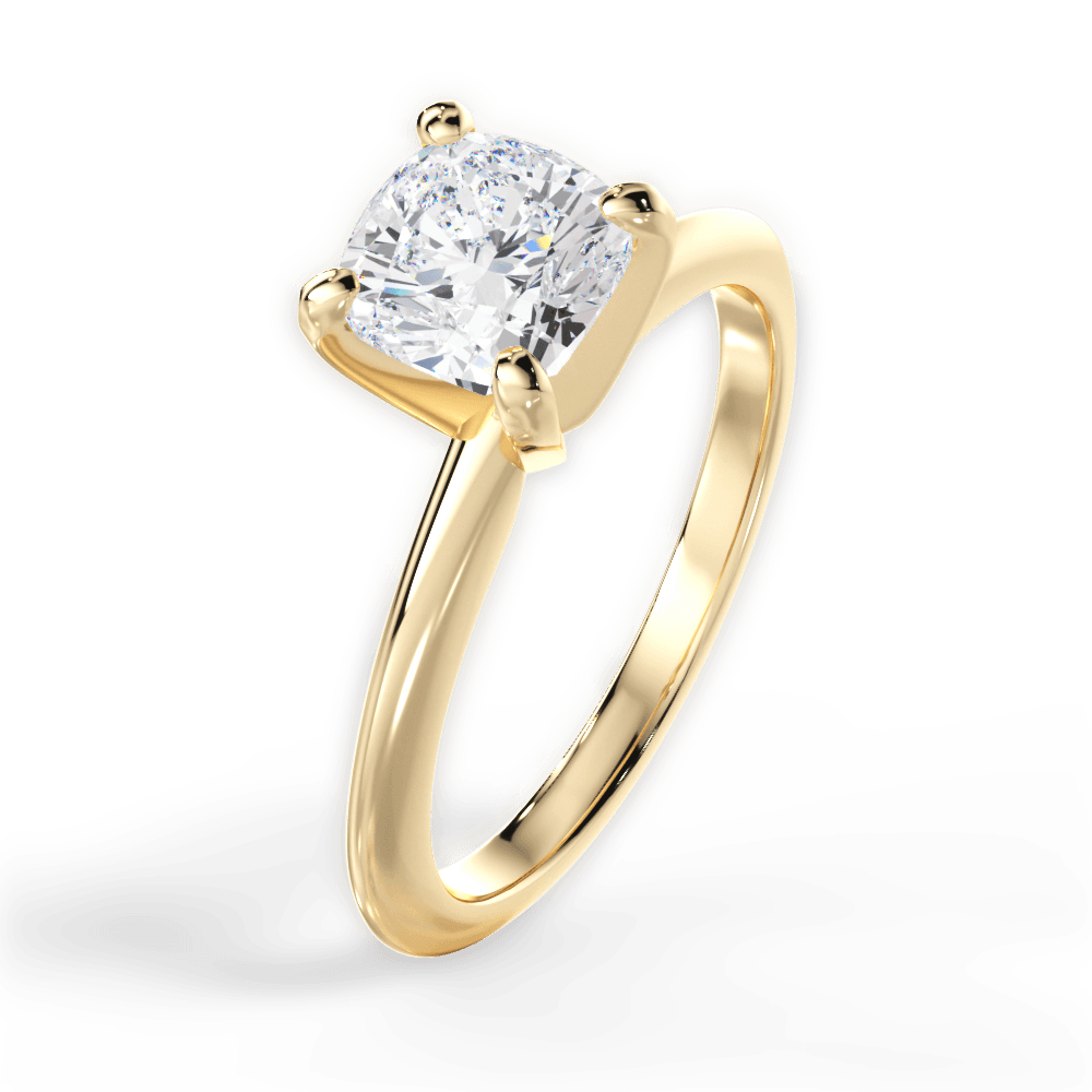 Casey Cushion Cut Lab Grown Diamond 18Kt Yellow Gold Engagement Ring - View 3