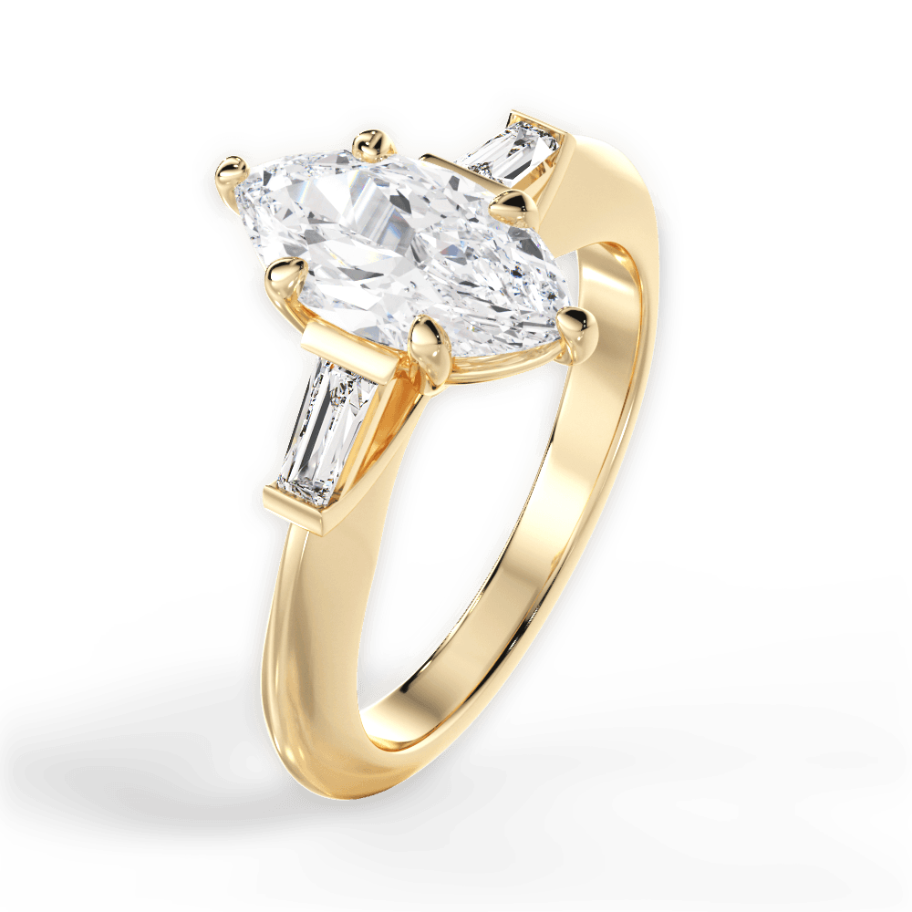 Emily Marquise Cut Lab Grown Diamond 18Kt Yellow Gold Engagement Ring - View 3