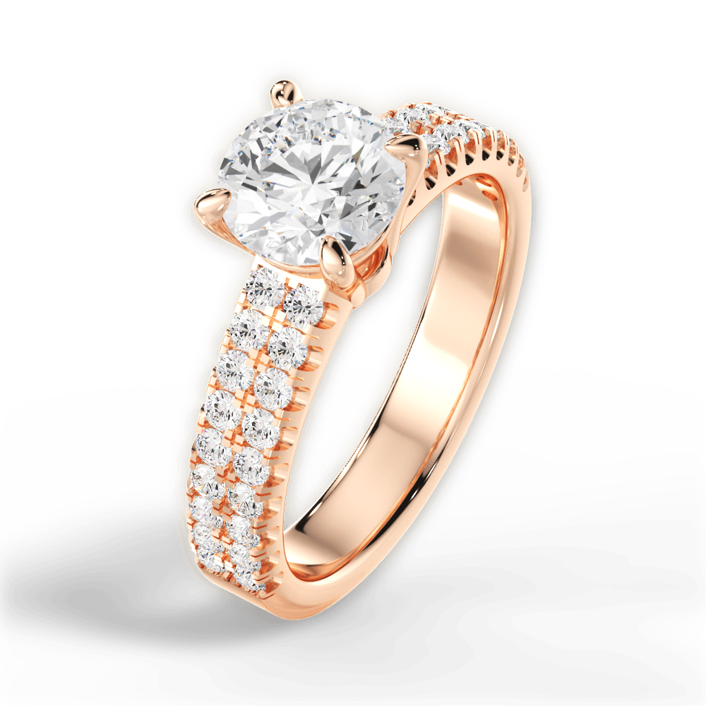 Kayla Round Cut Lab Grown Diamond 18Kt Rose Gold Engagement Ring - View 3