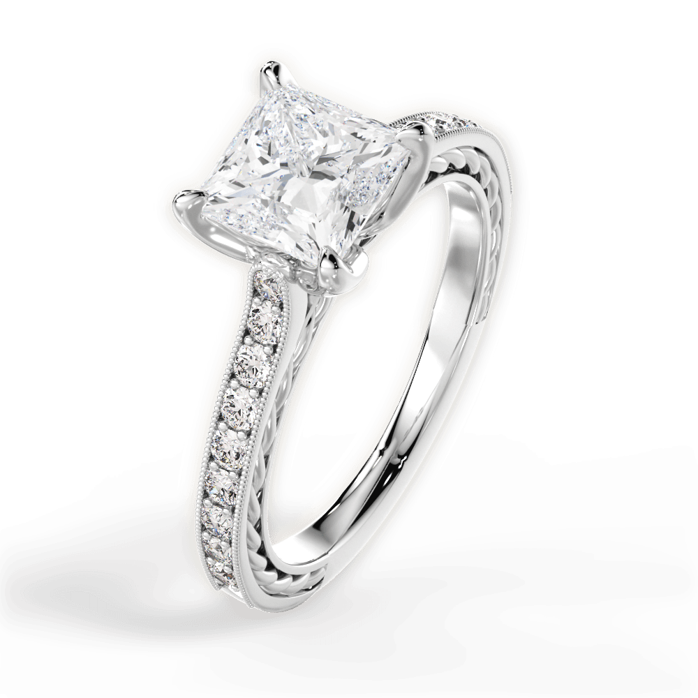 Gilda Princess Cut Lab Grown Diamond Platinum Engagement Ring - View 2