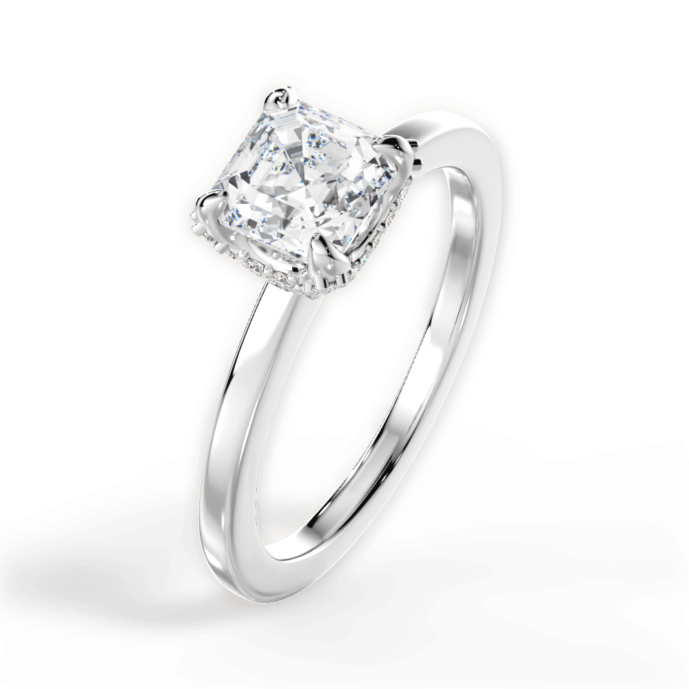 Gemma Asscher Cut Lab Grown Diamond 14Kt White Gold Engagement Ring - View 2