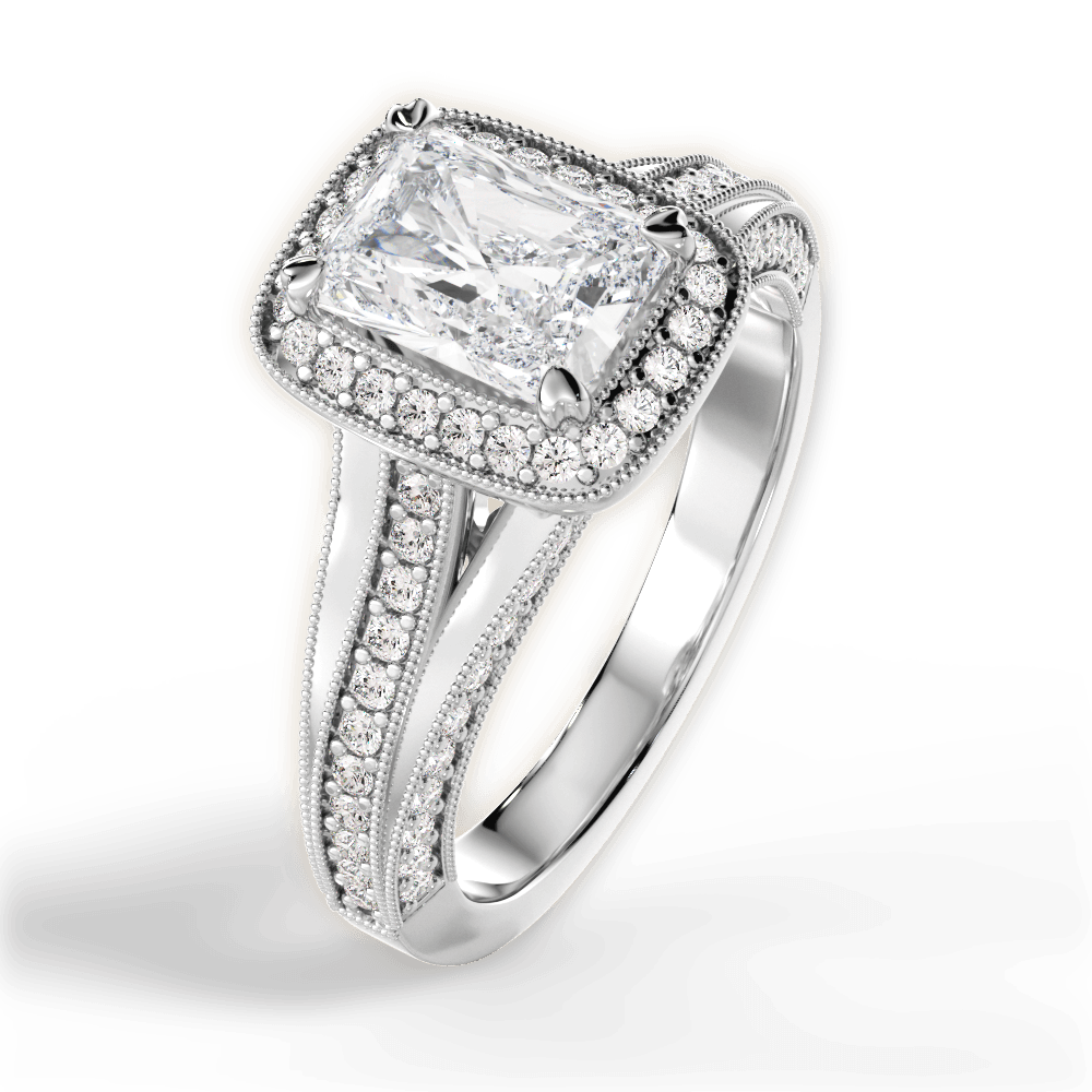 Lillian Radiant Cut Lab Grown Diamond 14Kt White Gold Engagement Ring - View 3