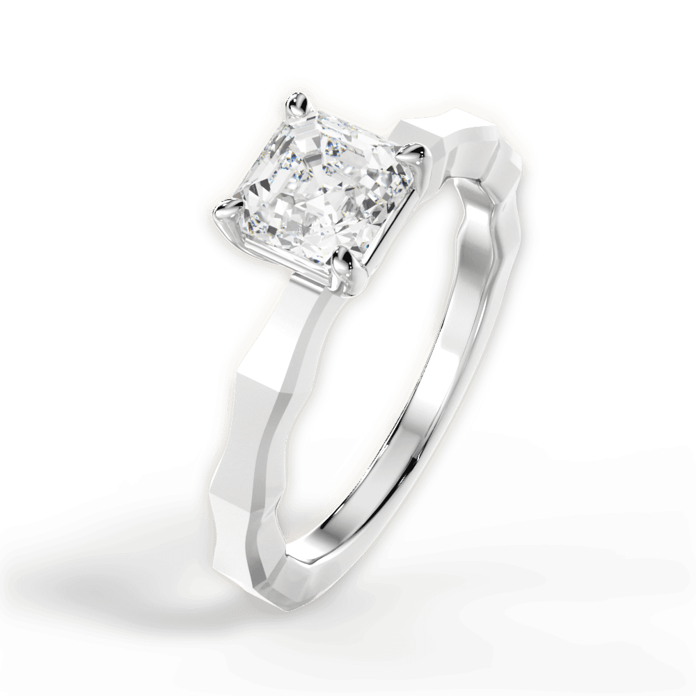 Aaliyah Asscher Cut Lab Grown Diamond 18Kt White Gold Engagement Ring - View 3