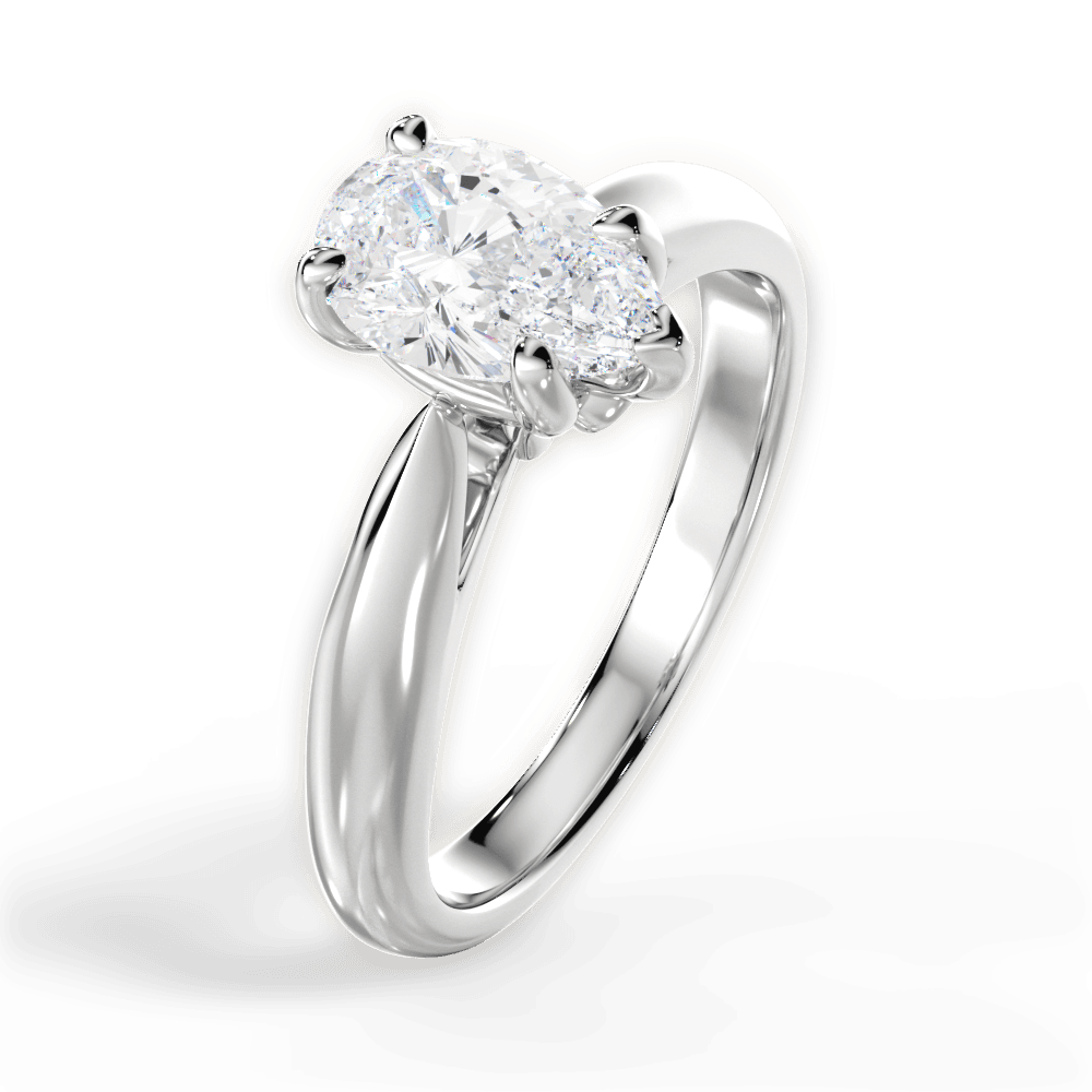 Beverly Pear Cut Lab Grown Diamond Platinum Engagement Ring - View 4