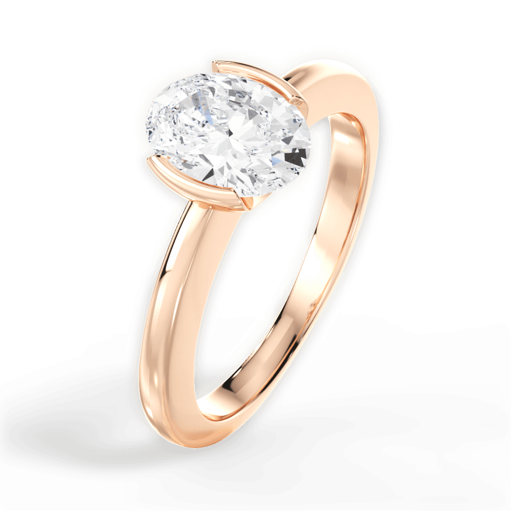 Bridget Oval Cut Lab Grown Diamond 18Kt Rose Gold Engagement Ring - View 3