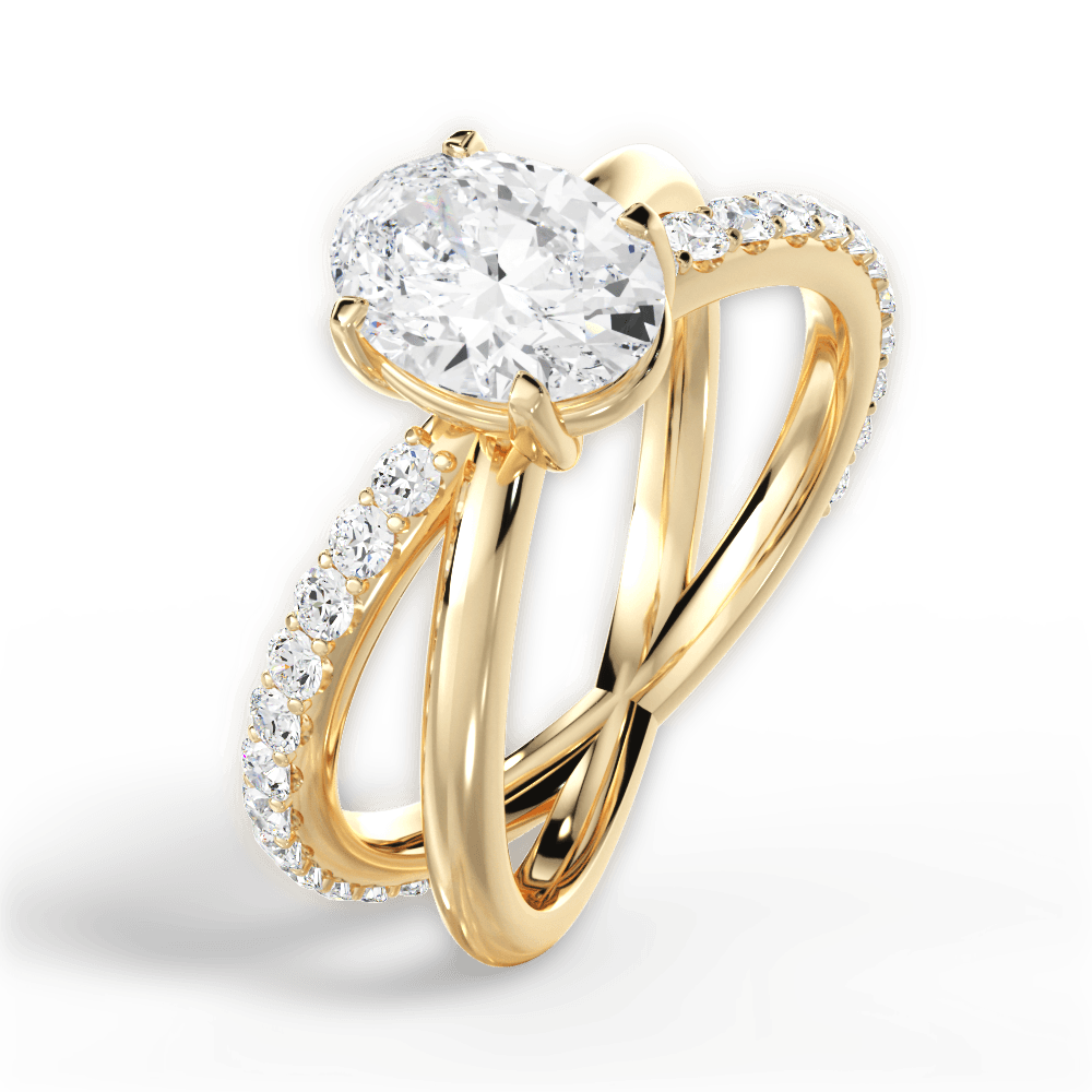 Jennifer Oval Cut Lab Grown Diamond 18Kt Yellow Gold Engagement Ring - View 4