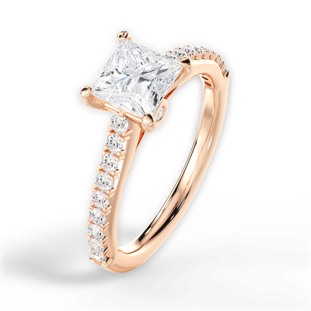 Frances Princess Cut Lab Grown Diamond 18Kt Rose Gold Engagement Ring - View 4