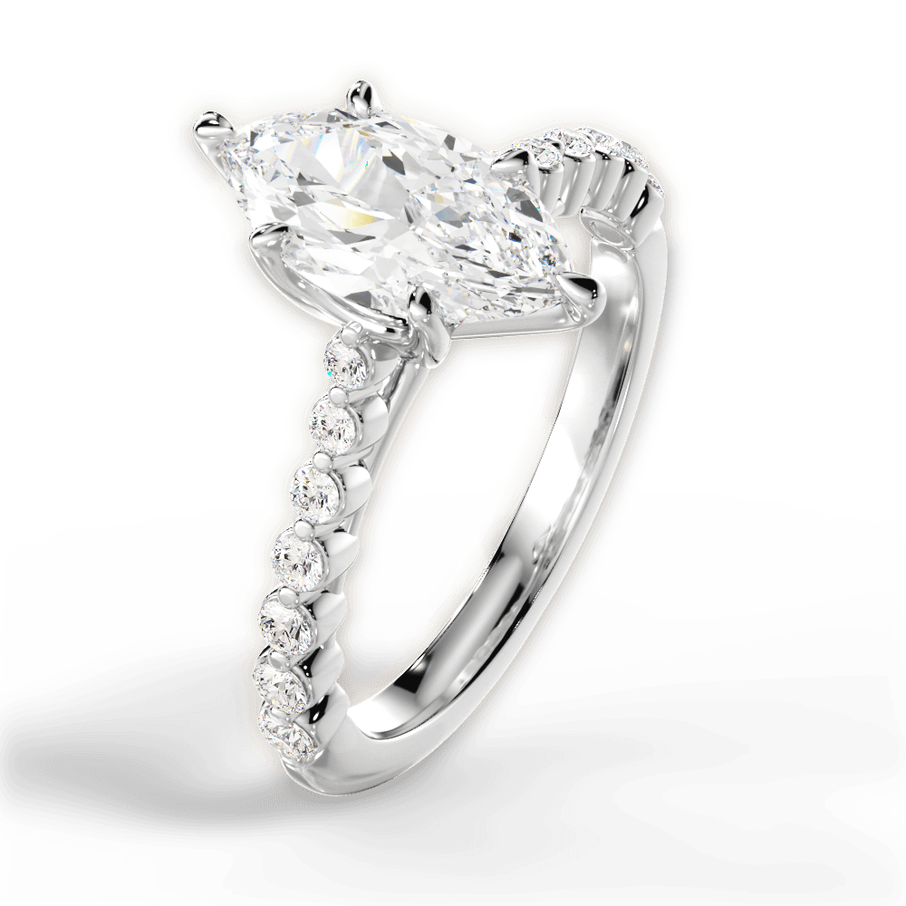 Dana Marquise Cut Lab Grown Diamond 14Kt White Gold Engagement Ring - View 4