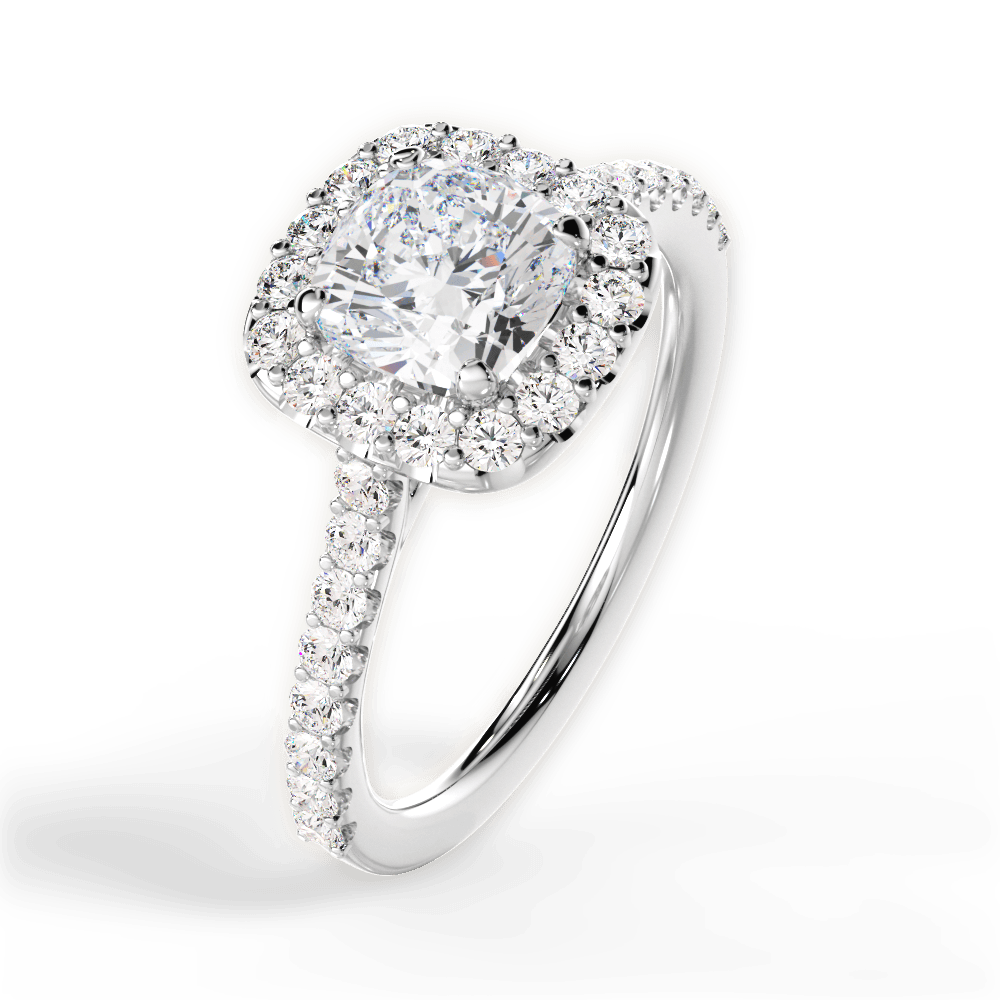 Ingrid Cushion Cut Lab Grown Diamond 18Kt White Gold Engagement Ring - View 4