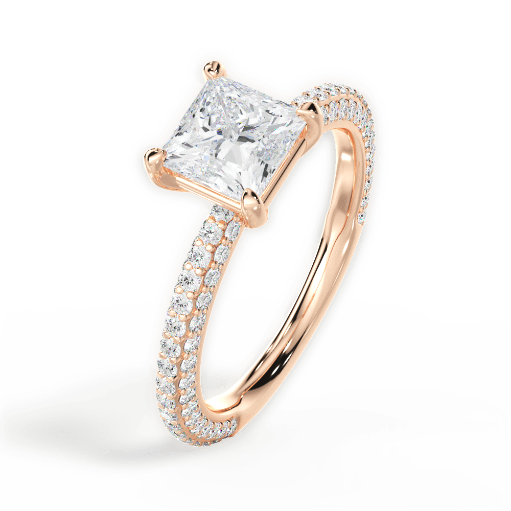 Kristen Princess Cut Lab Grown Diamond 18Kt Rose Gold Engagement Ring - View 3