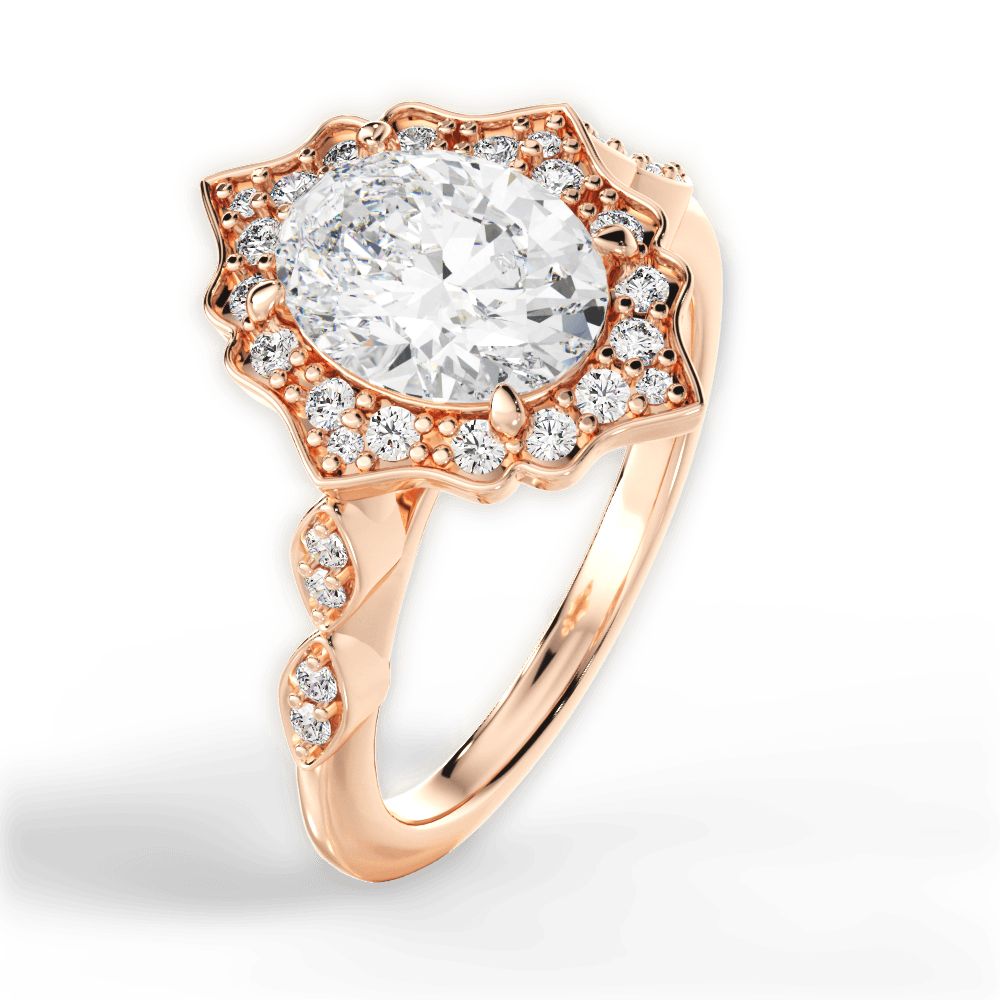 Julie Oval Cut Lab Grown Diamond 18Kt Rose Gold Engagement Ring - View 2