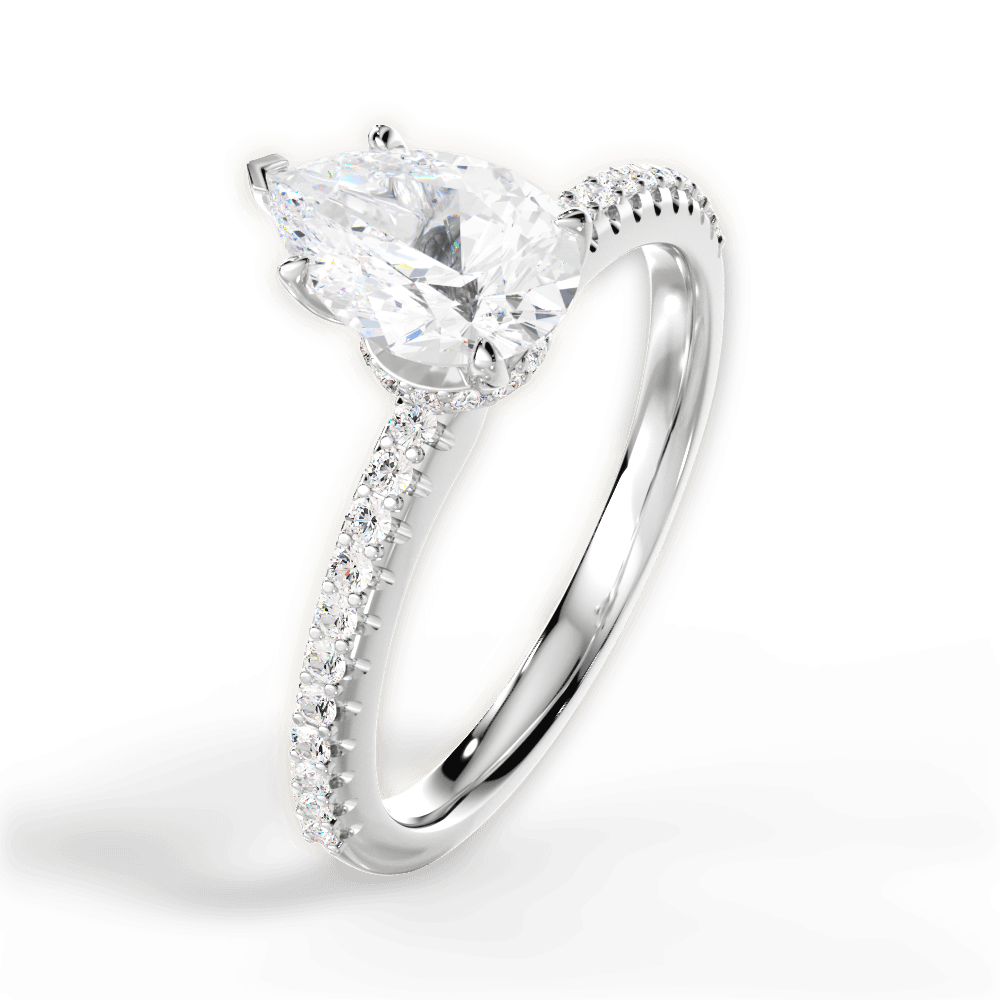 Giselle Pear Cut Lab Grown Diamond Platinum Engagement Ring - View 3