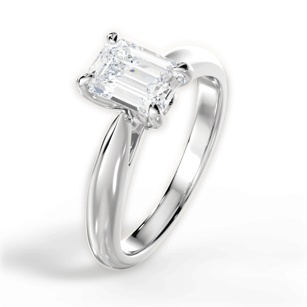 Beverly Emerald Cut Lab Grown Diamond 14Kt White Gold Engagement Ring - View 4