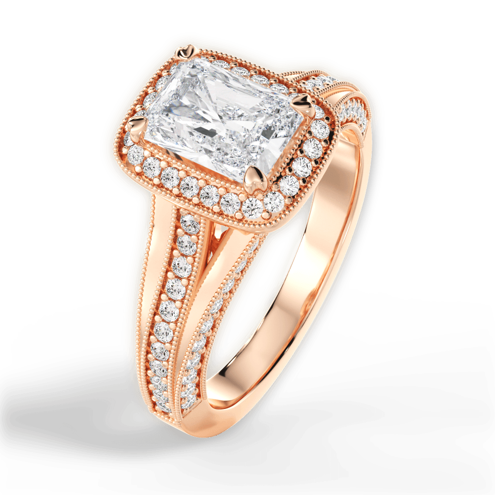 Lillian Radiant Cut Lab Grown Diamond 18Kt Rose Gold Engagement Ring - View 3