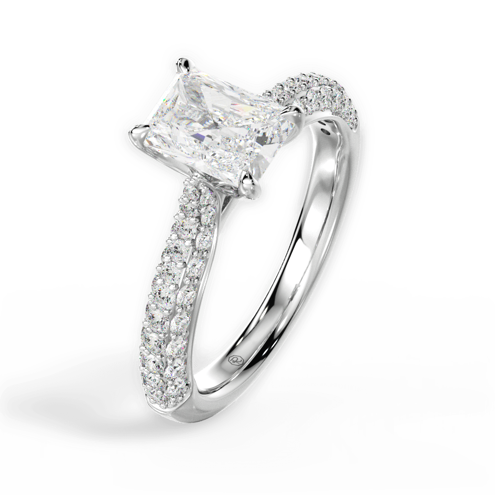 Kira Radiant Cut Lab Grown Diamond 18Kt White Gold Engagement Ring - View 4
