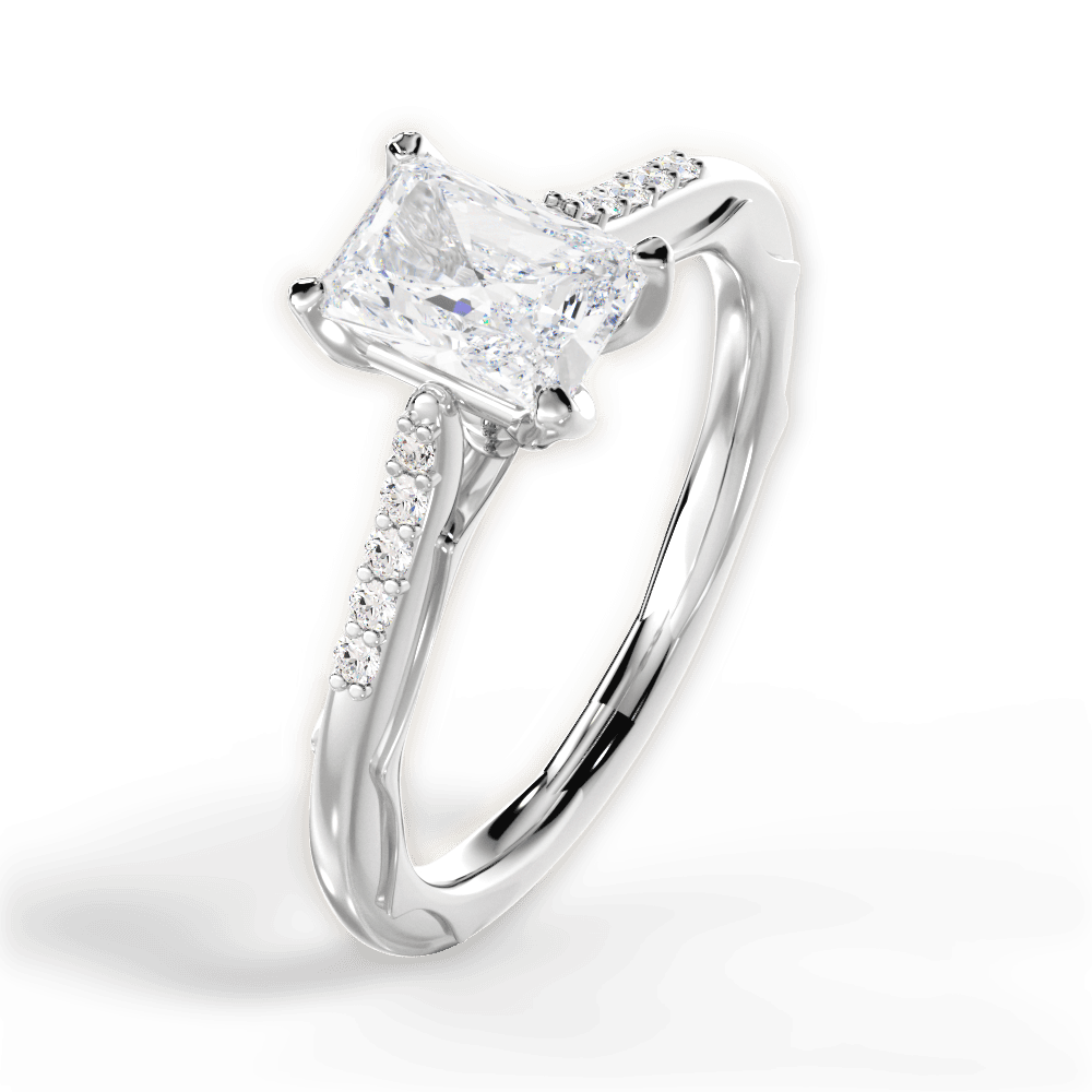 Christina Radiant Cut Lab Grown Diamond 18Kt White Gold Engagement Ring - View 4