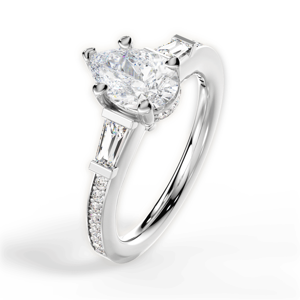 Katie Pear Cut Lab Grown Diamond 14Kt White Gold Engagement Ring - View 2