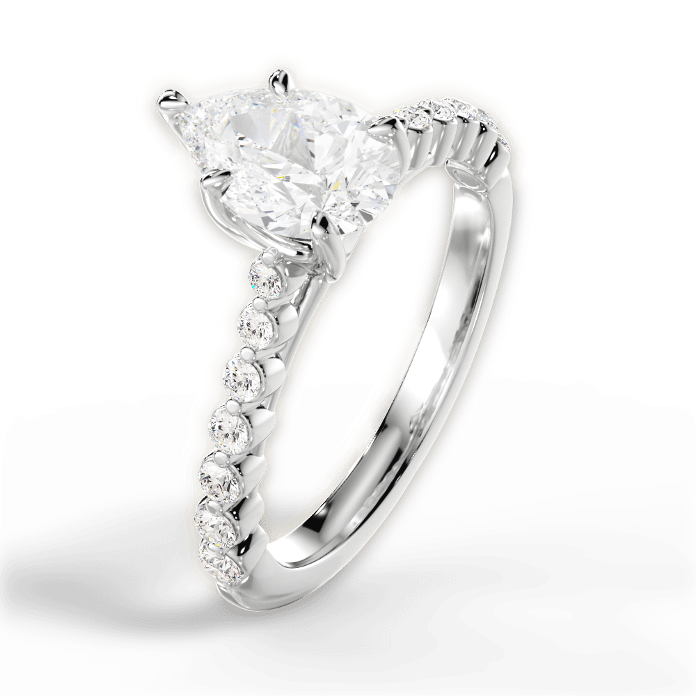 Dana Pear Cut Lab Grown Diamond Platinum Engagement Ring - View 3
