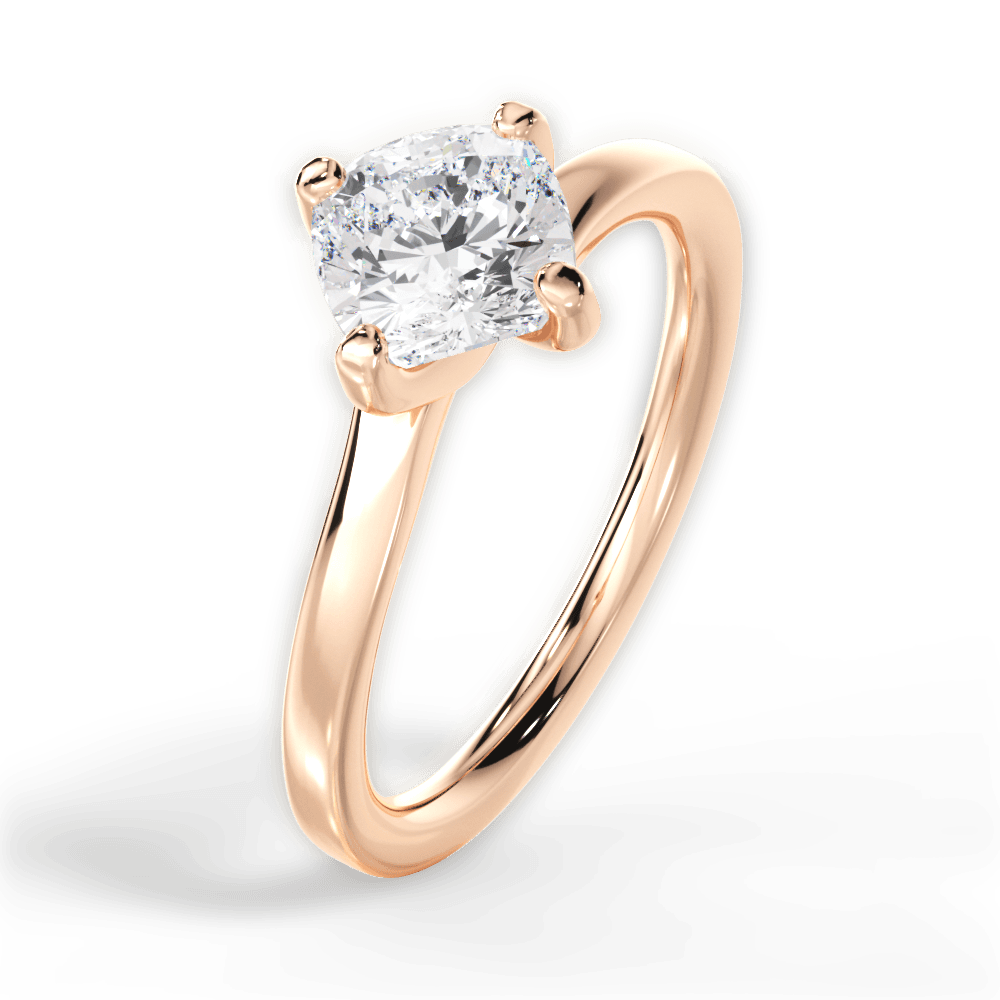 Ashley Cushion Cut Lab Grown Diamond 18Kt Rose Gold Engagement Ring - View 4