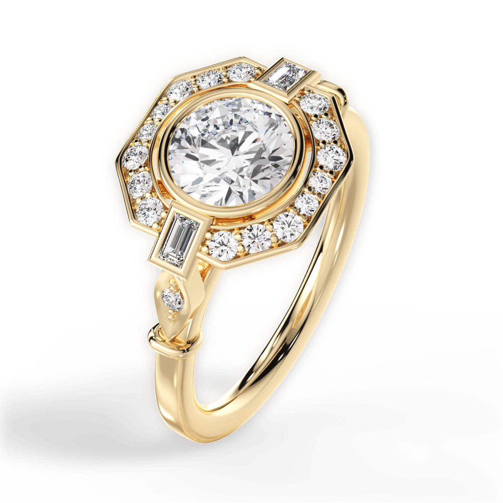 Jenna Round Cut Lab Grown Diamond 18Kt Yellow Gold Engagement Ring - View 2