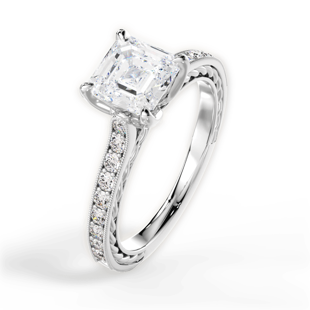 Gilda Asscher Cut Lab Grown Diamond 14Kt White Gold Engagement Ring - View 2