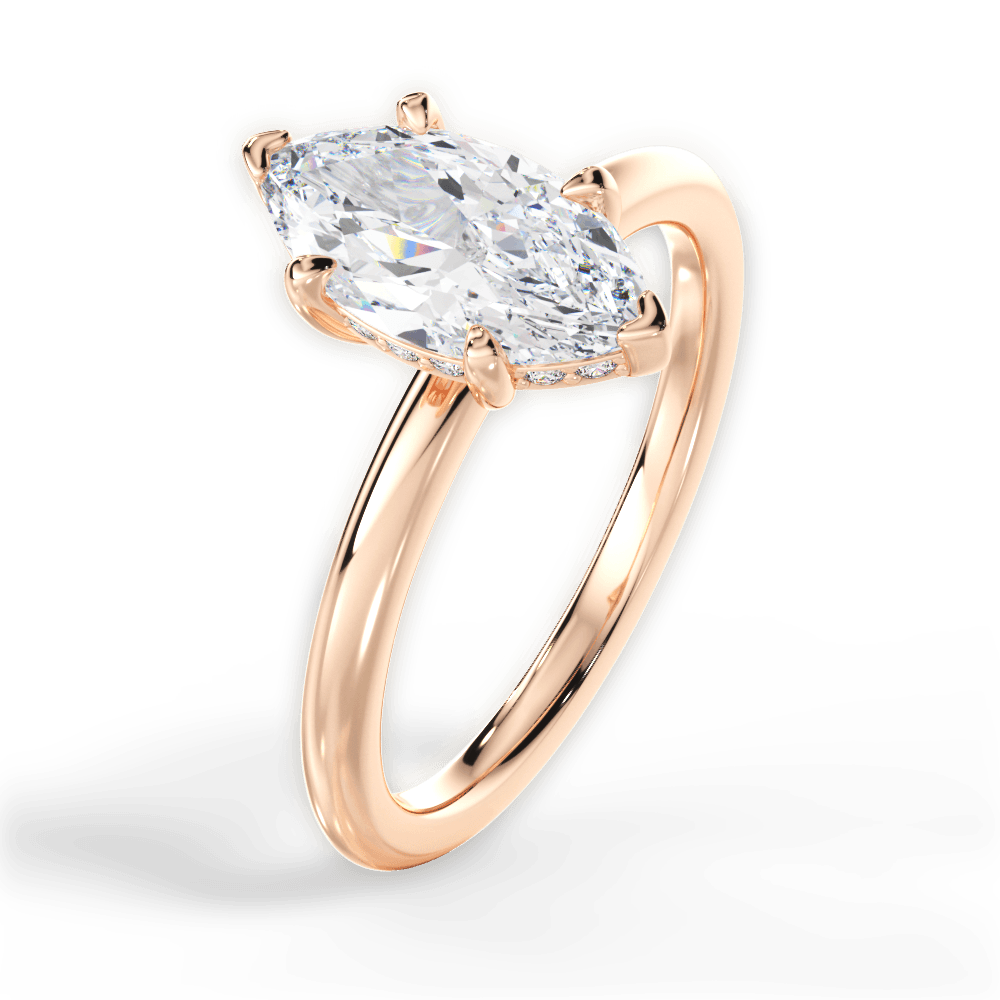 Brenda Marquise Cut Lab Grown Diamond 18Kt Rose Gold Engagement Ring - View 3