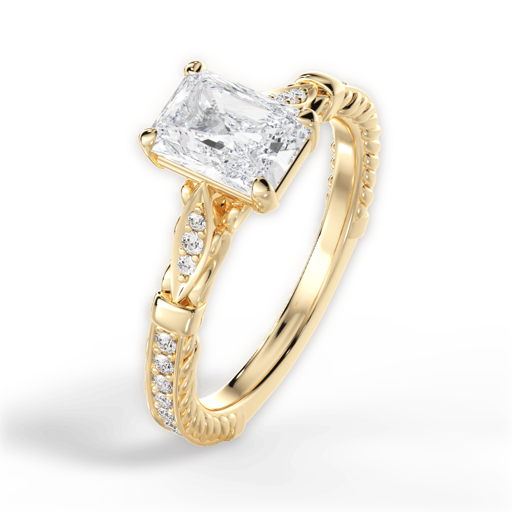 Gabriela Radiant Cut Lab Grown Diamond 18Kt Yellow Gold Engagement Ring - View 2