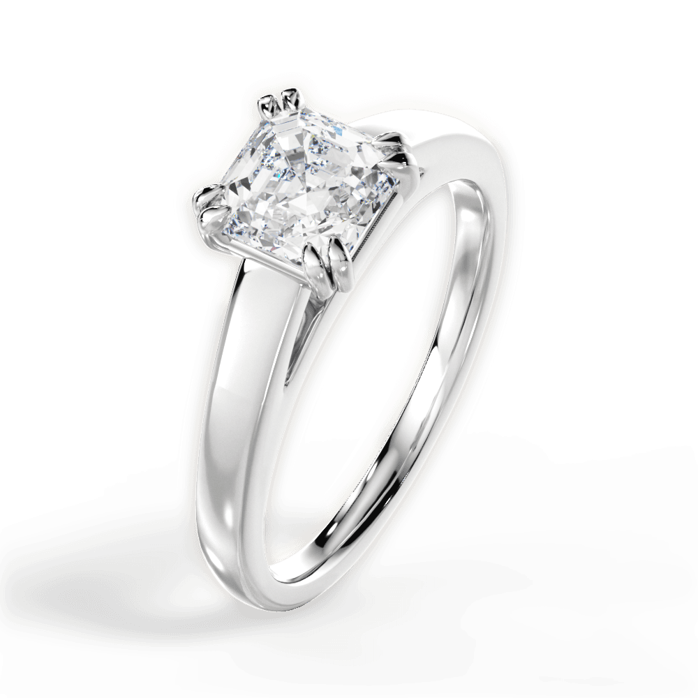 Anna Asscher Cut Lab Grown Diamond Platinum Engagement Ring - View 2