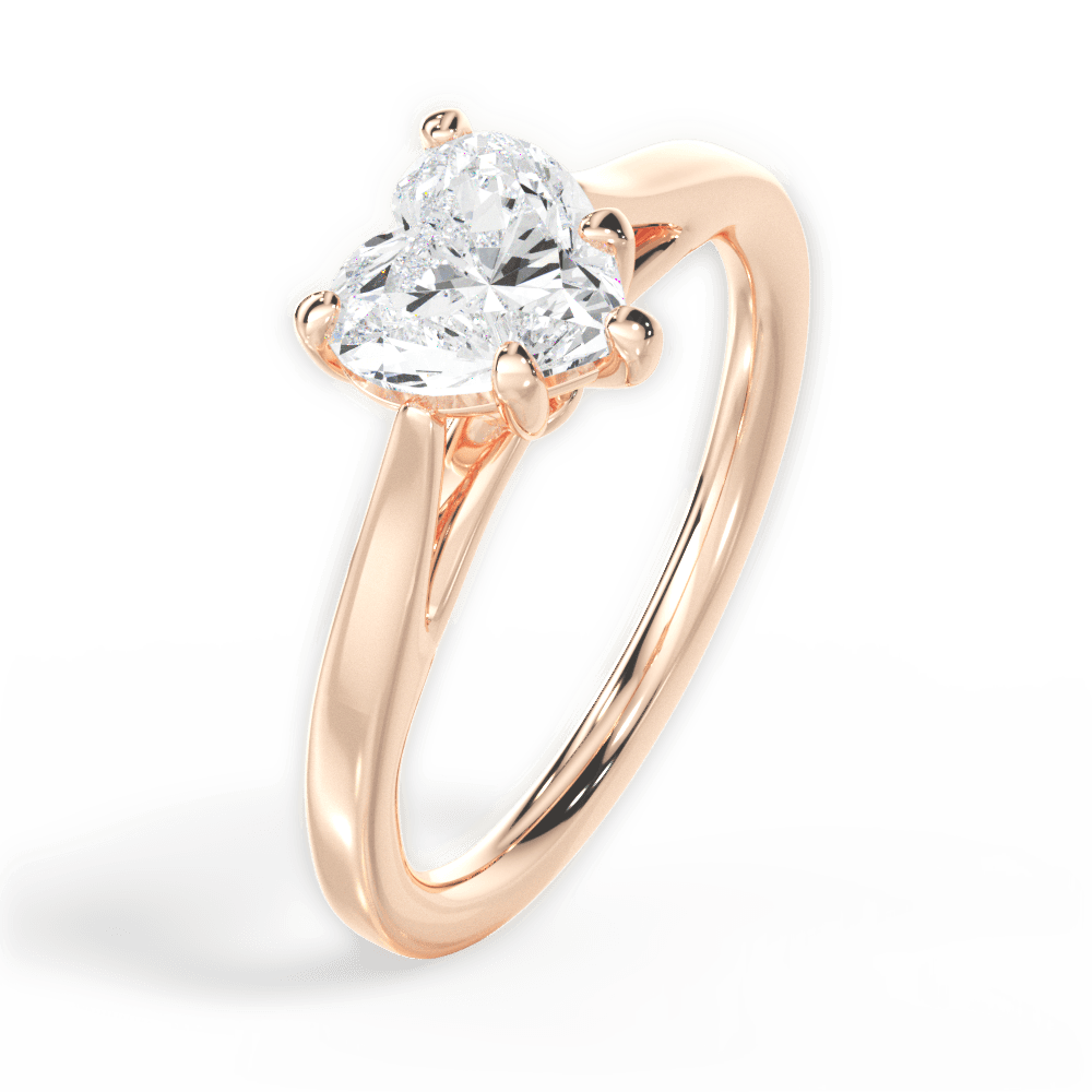 Angie Heart Cut Lab Grown Diamond 18Kt Rose Gold Engagement Ring - View 3