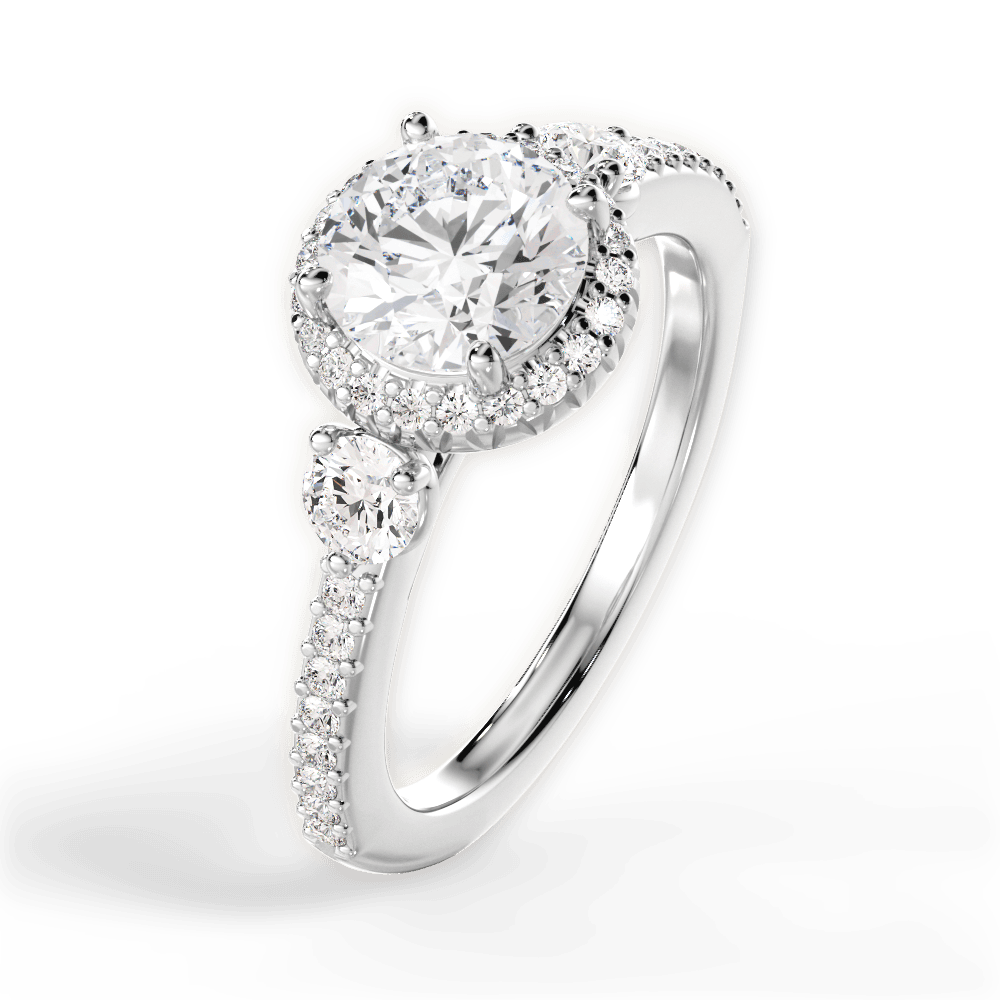 Julia Round Cut Lab Grown Diamond 14Kt White Gold Engagement Ring - View 2
