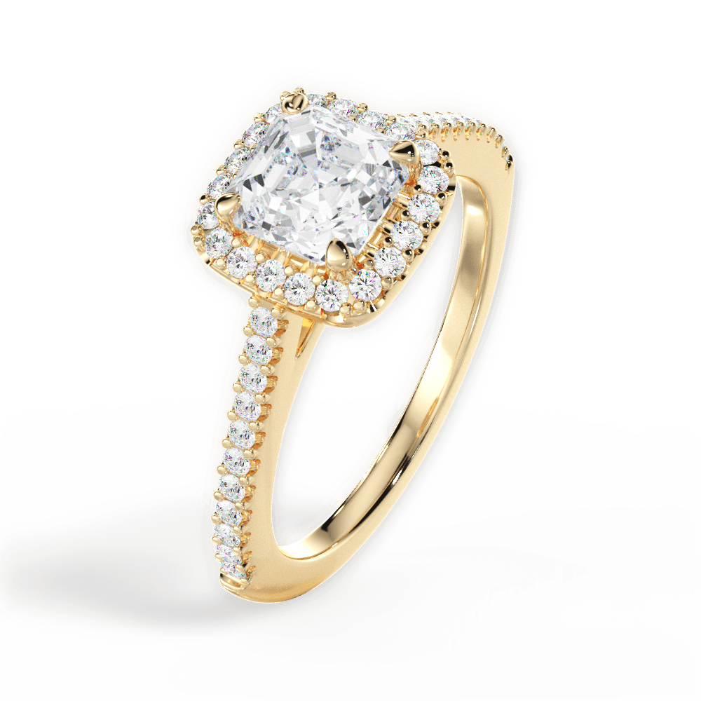 Jeanne Asscher Cut Lab Grown Diamond 18Kt Yellow Gold Engagement Ring - View 4