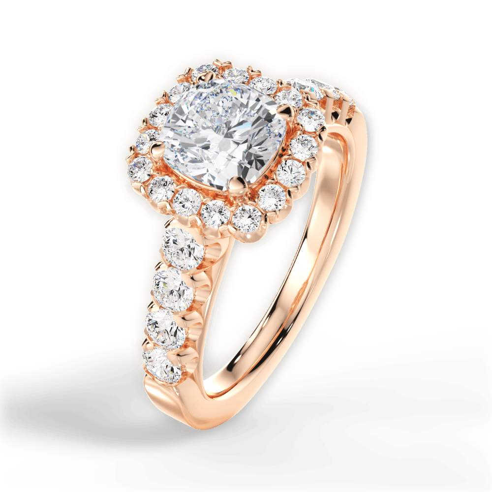 Lydia Cushion Cut Lab Grown Diamond 18Kt Rose Gold Engagement Ring - View 4