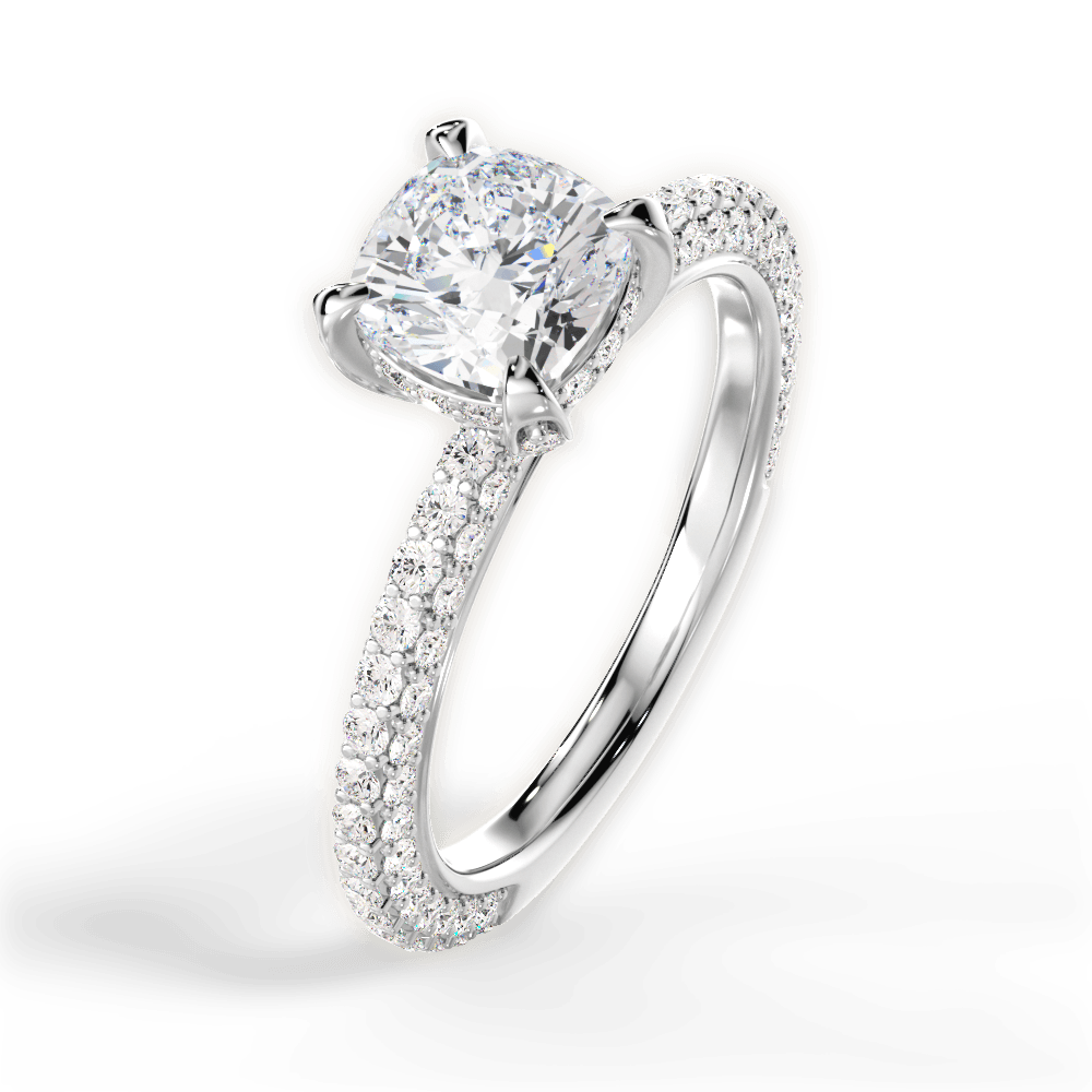 Madeline Cushion Cut Lab Grown Diamond 18Kt White Gold Engagement Ring - View 4
