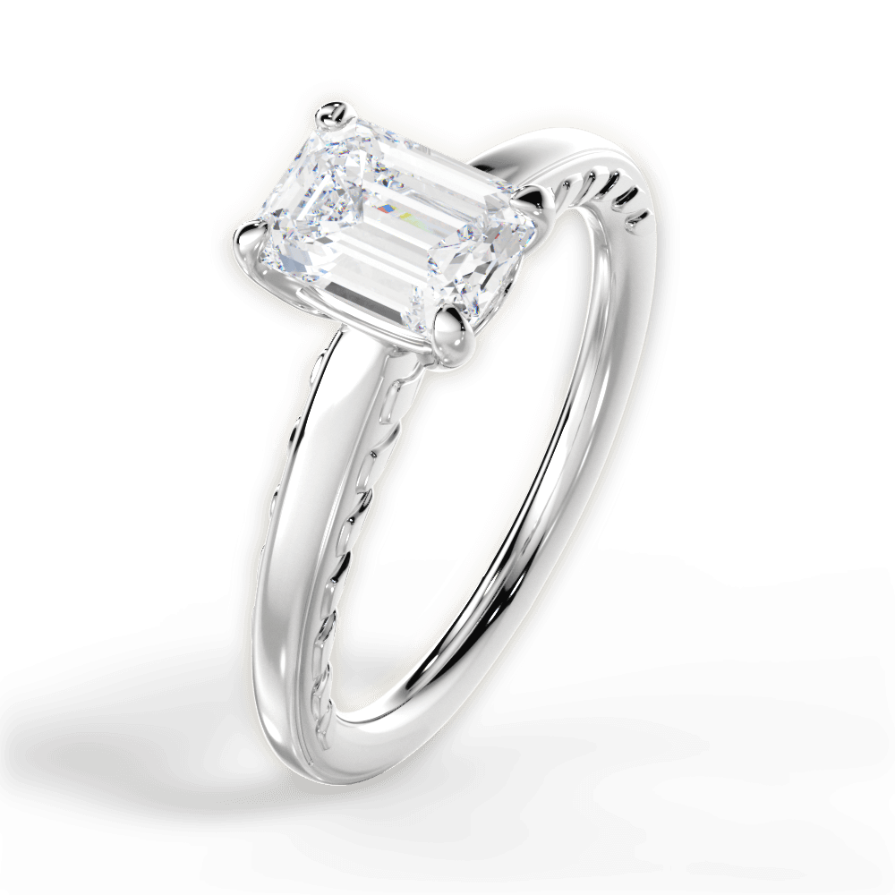 Annette Emerald Cut Lab Grown Diamond Platinum Engagement Ring - View 3