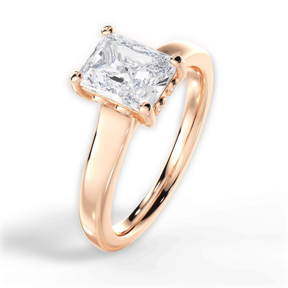 Carol Radiant Cut Lab Grown Diamond 18Kt Rose Gold Engagement Ring - View 2