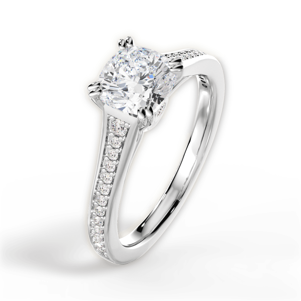 Delia Cushion Cut Lab Grown Diamond Platinum Engagement Ring - View 4