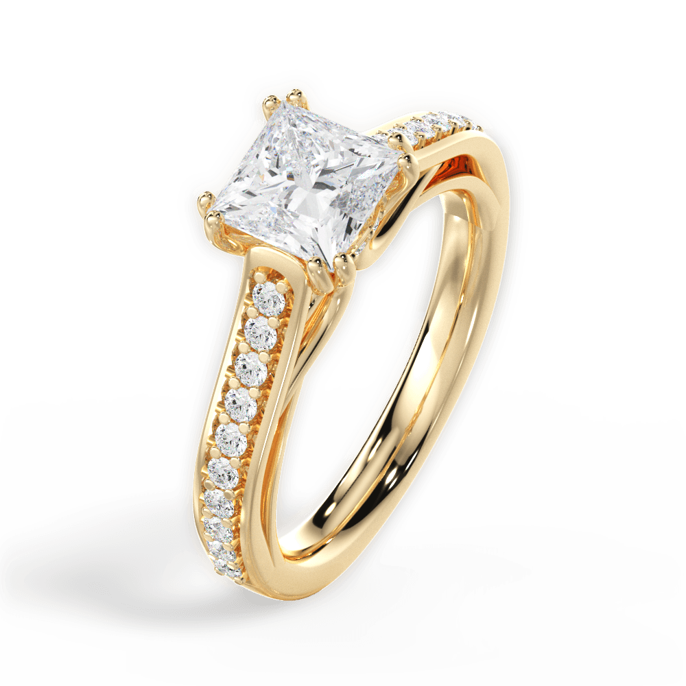 Deborah Princess Cut Lab Grown Diamond 18Kt Yellow Gold Engagement Ring - View 4
