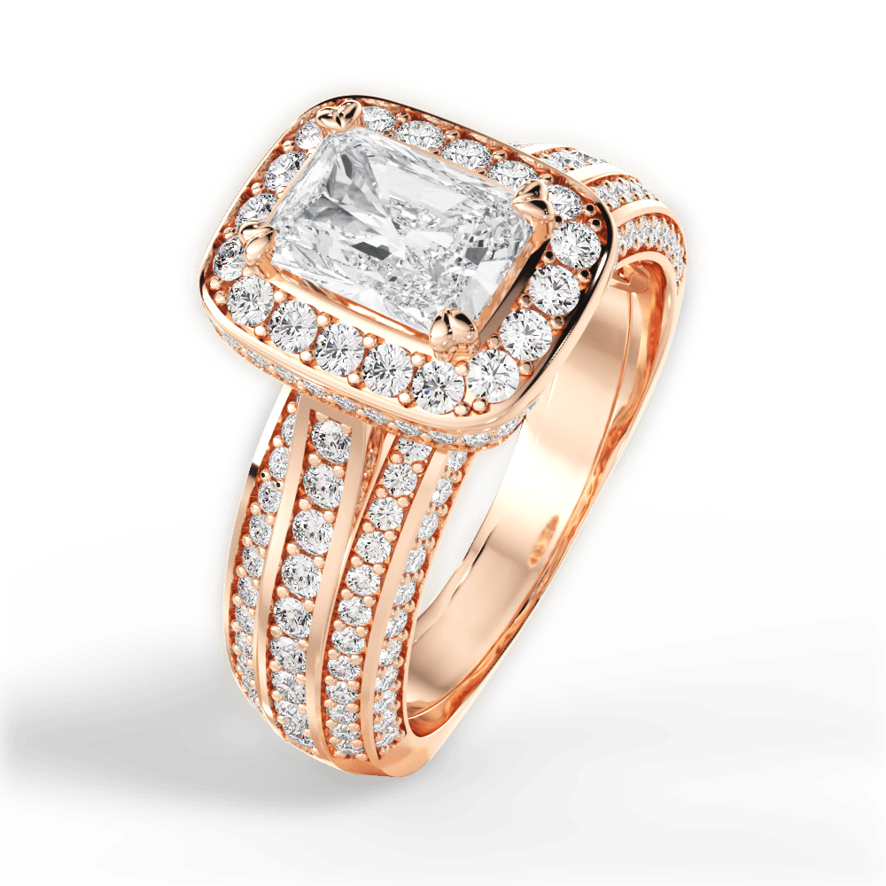 Madison Radiant Cut Lab Grown Diamond 18Kt Rose Gold Engagement Ring - View 3