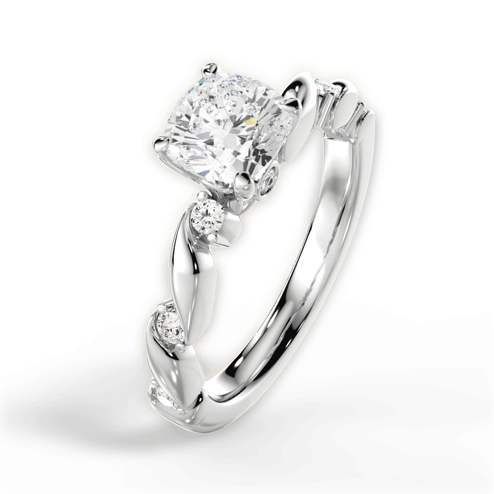 Emma Cushion Cut Lab Grown Diamond 18Kt White Gold Engagement Ring - View 3