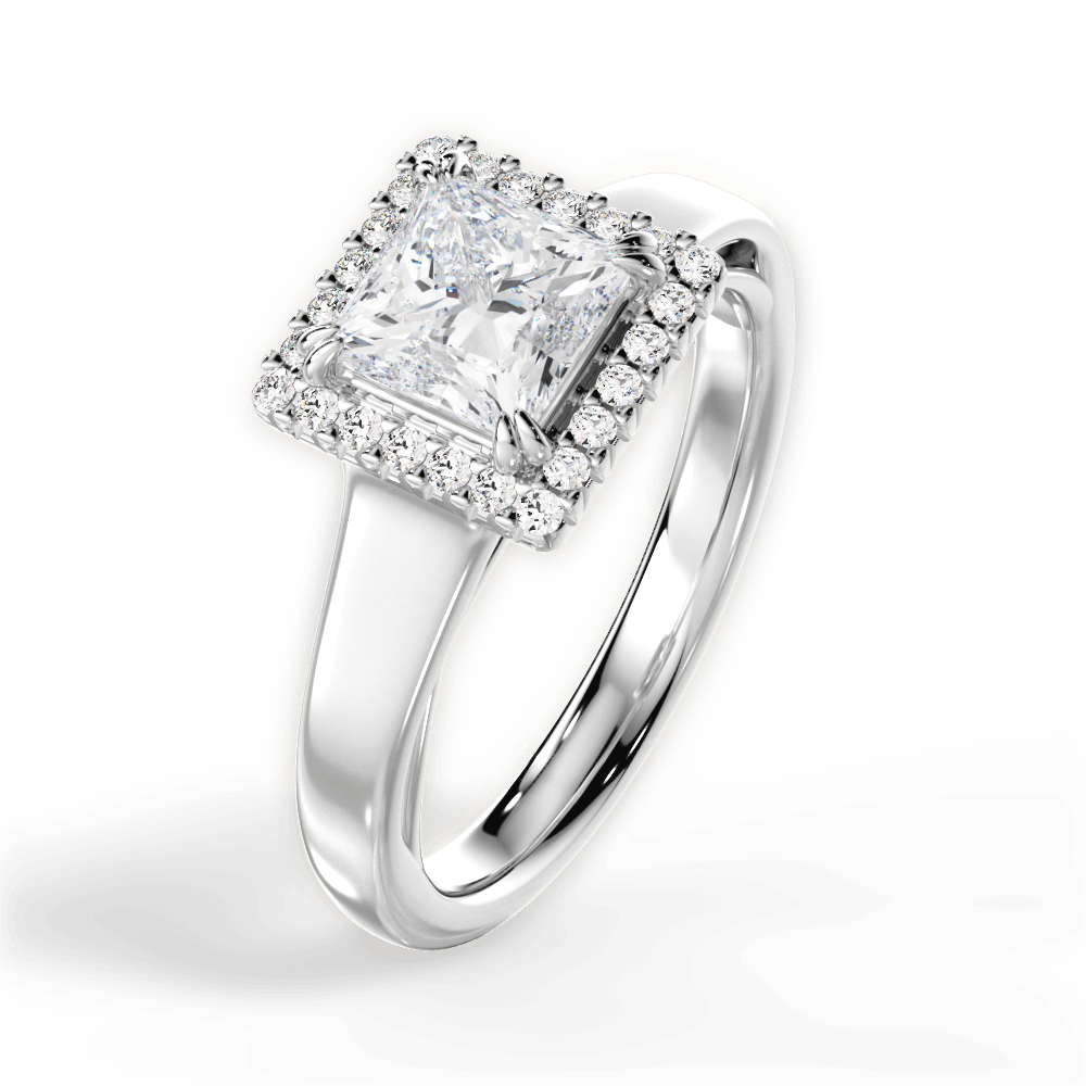 Jasmin Princess Cut Lab Grown Diamond 14Kt White Gold Engagement Ring - View 2