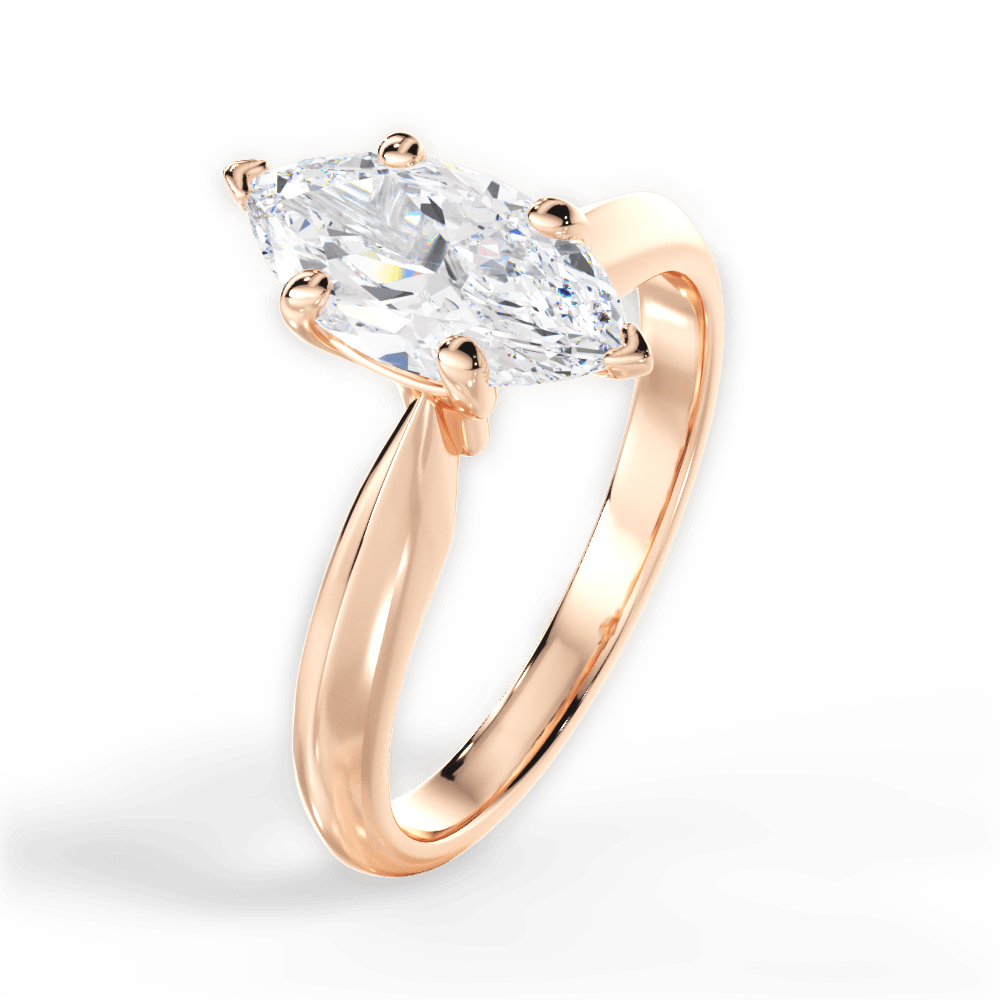 Beth Marquise Cut Lab Grown Diamond 18Kt Rose Gold Engagement Ring - View 3