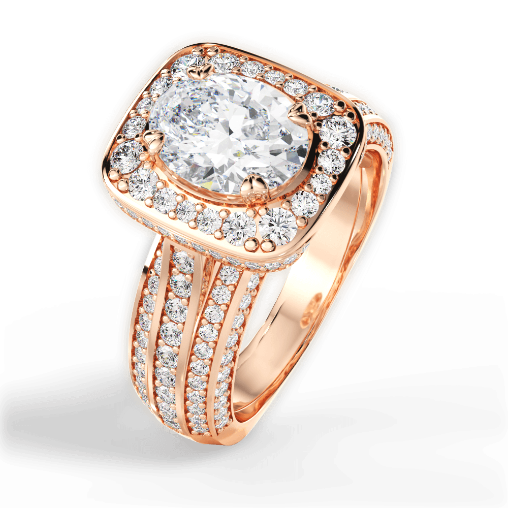 Madison Oval Cut Lab Grown Diamond 18Kt Rose Gold Engagement Ring - View 3