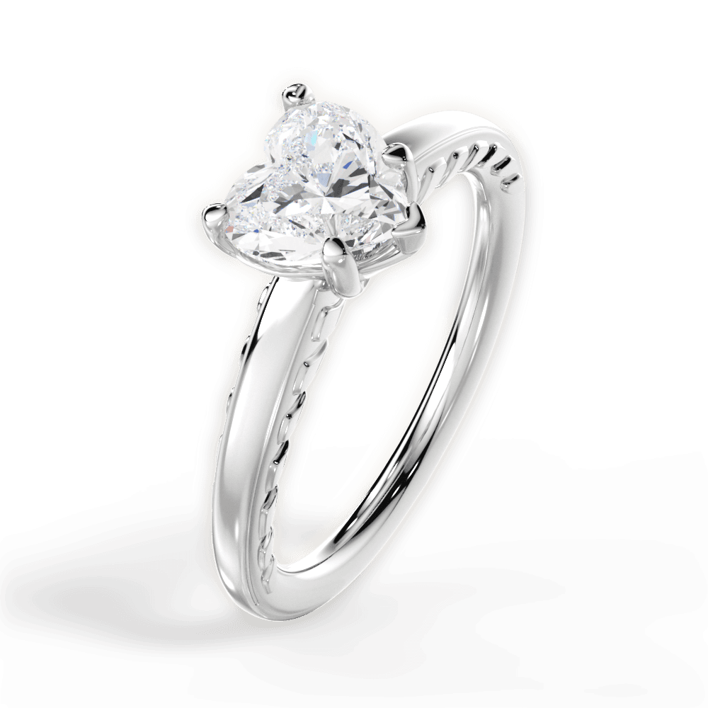 Annette Heart Cut Lab Grown Diamond 18Kt White Gold Engagement Ring - View 3
