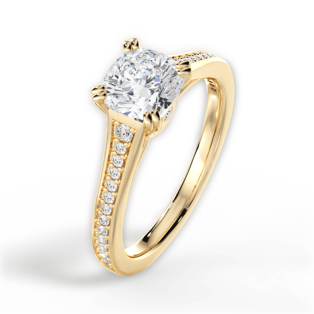Delia Cushion Cut Lab Grown Diamond 18Kt Yellow Gold Engagement Ring - View 4