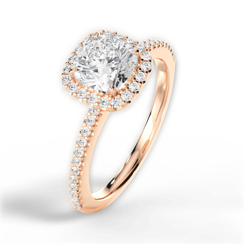 Joanne Cushion Cut Lab Grown Diamond 18Kt Rose Gold Engagement Ring - View 2