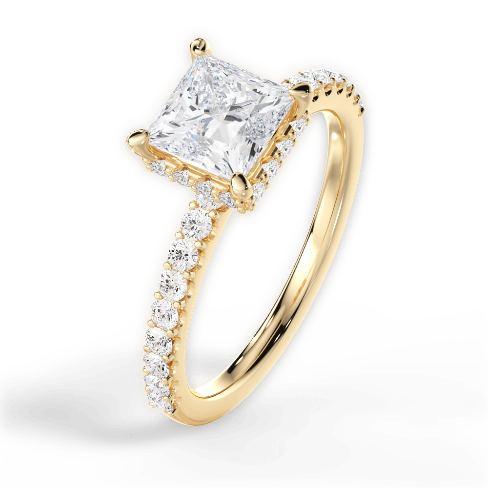 Isabella Princess Cut Lab Grown Diamond 18Kt Yellow Gold Engagement Ring - View 4
