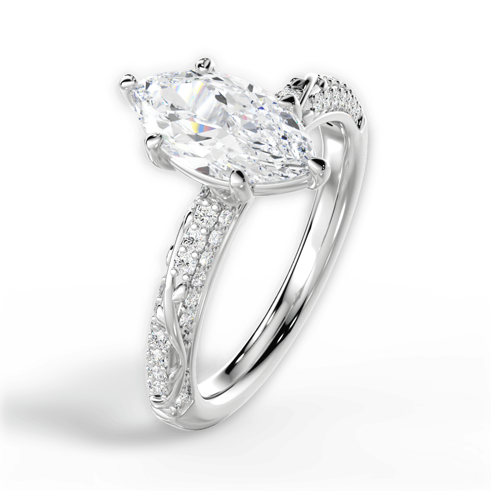 Gloria Marquise Cut Lab Grown Diamond 14Kt White Gold Engagement Ring - View 2